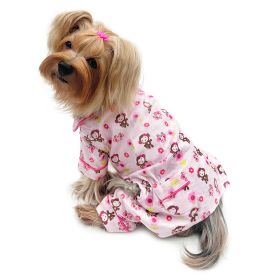 Girly Monkey Flannel Pajamas with 2 Pockets (size: M)